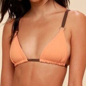 KOA SWIM Pacifica reversible peach/brn bikini top